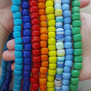 Turkish Artisan Handmade, Cilindir Cut Murano Glass Beads, Turkish Bodrum Glass Beads, Traditional Glass Beads, 5 Pieces in a Pack