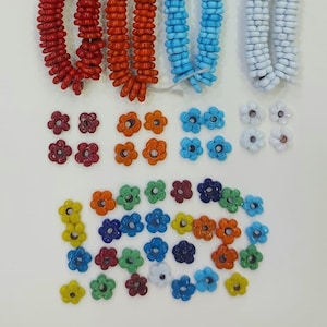 Turkish Handmade,  Hand Made Murano Glass Large Hole Flower Beads,  Turkish Bodrum Murano Glass Beads, 5 Pieces in a Pack