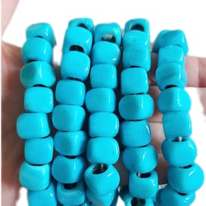 Turkish Hand Made, Sky Blue Cube Murano Glass Beads, Turkish Bodrum Murano Glass Beads, Large Holes (4-5 mm), 5 Pieces in a Pack