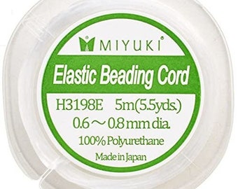 Original Miyuki Elastic Beading Cord, 5m (5,5 yards) , 0,6 - 0.8 mm dia,100% Polyurethane  for  making bracelets, necklace