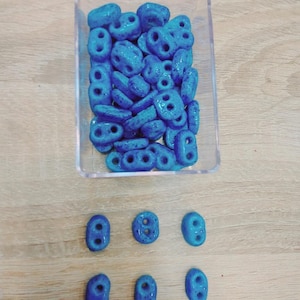 Syriac Evil Eyes, Syriac Handmade Glass Beads, Assyrian Beads, 2 Hole Evil Eye, 2 hole Stone Beads, 5 Pieces in a Pack