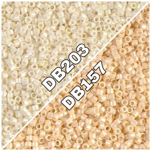 Miyuki Delica 11/00, DB203 Cream Ceylon,  DB157 Opaque Cream AB, 1-3-5-10 Grams Pockets