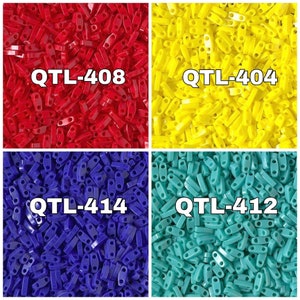 Miyuki Quarter Tila Beads, Opaque Series, QTL-408 Op.Red, Qtl-404 Op. Yellow, QTL-414 Op. Cobalt, QTL-412 Op.Turquoise Green,3-5-10 Grams
