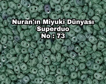 No : 73,  Superduo Beads, Light Turquoise, Matubo Czech Glass Beads, 10 Grams