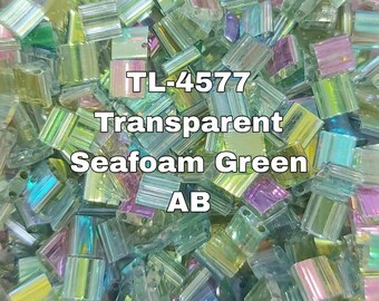 Miyuki Whole Tila Beads, TL- 4577  Transparent Seafoam Green AB,  5 - 10 grams Pockets