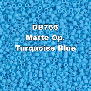 Miyuki Delica 11/00 DB755 Matte Opaque Turquoise Blue, 1- 3-5-10 Grams Pockets
