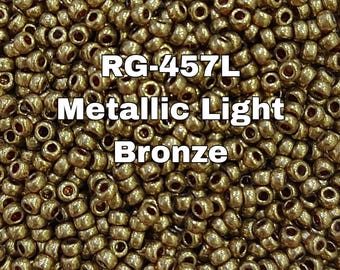 11/00 Miyuki Round Rocailles Seed Beads, RG-457L, Metallic Light Bronze , 5-10 Grams