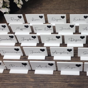 Marque-places pour mariage, Cartes de nom découpées au laser, Noms d'invités, marque-places pour mariage, Prénom en acrylique, Couverts pour la mariée et le marié, Plan de la table