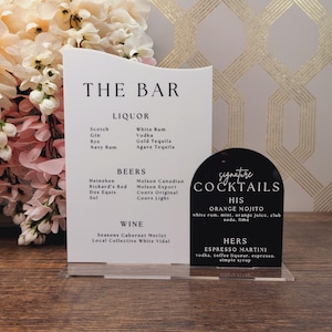 Enseigne de menu élégante en acrylique pour bar | Tableau de menu de mariage personnalisé | Décoration de fête de fiançailles | Le bar | Menu Hockey | Bar-mitsva