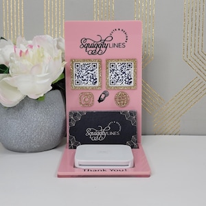 Enseigne de code QR en acrylique Entreprise Instagram Facebook Signe de médias sociaux |  | Panneau NFC | Titulaire de la carte