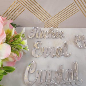 Set de table prénom personnalisé en acrylique | marque-place en acrylique | Couvert premier anniversaire | Couvert de douche nuptiale