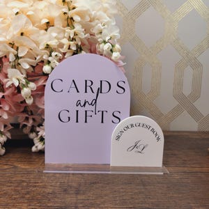 Enseigne acrylique moderne pour cartes et cadeaux - Décoration de mariage élégante, présentoir de réception personnalisé