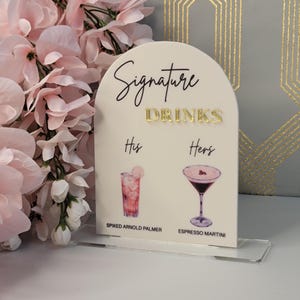 Enseigne pour boisson signature | Enseigne de menu pour bar | Menu de mariage personnalisé | Décoration de fête de fiançailles