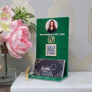 Enseigne de code QR en acrylique Entreprise Instagram Facebook Signe de médias sociaux |  | Panneau NFC | Titulaire de la carte