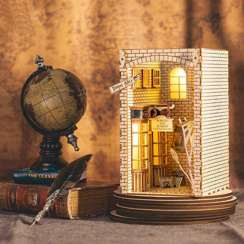 3D Wooden Puzzle Bookend Decorative Book Model Kit DIY Etsy