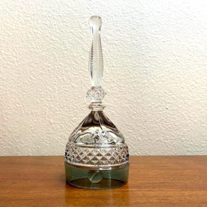 Vintage Goebel Lead Crystal Bell, Green Rim Tea Bell, Made in Germany, dinner service bell, glass bell, bell collector, get well soon gift.