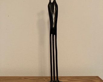 1980s modernist Bronze Sculpture by female Swedish sculptor Louise Hederström "Two become one”.  A beautiful sleek minimalist modern piece.