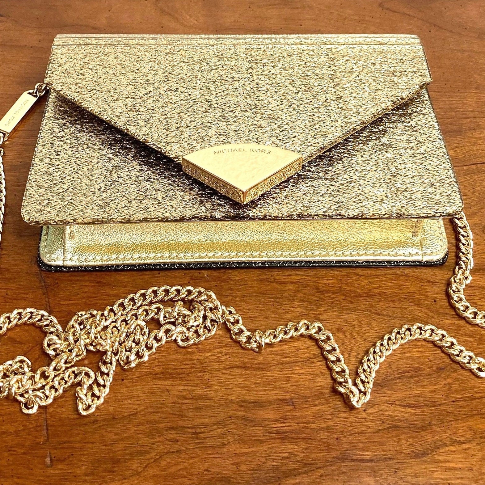 Vintage Fashionista Stunning Envelope Style Gold tone Detachable Shoulder Bag to Evening Clutch From Michael Kors. Fashion Gifts Designer Etsy UK