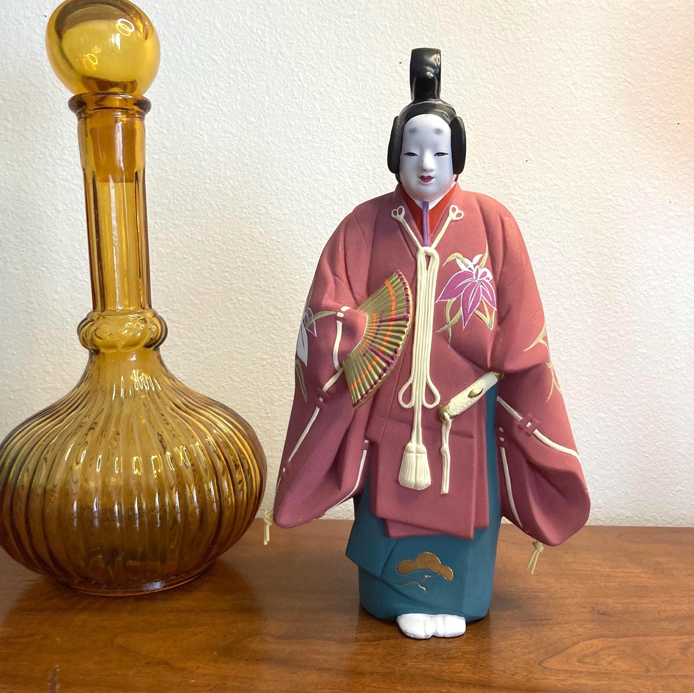 Japanese Noh doll京都　能人形　狂言　歌舞伎　翁　木製彫刻 Japanese Vintage Noh Dancer Metal Figure -Okina- 翁 Tsushima