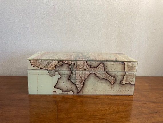 Vintage high quality old world map jewelry box ma… - image 8
