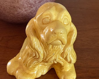 Vintage 1960 adorable Ceramic COCKER SPANIEL sculpture. This little guy is in perfect vintage condition. Add a pop of color to any decor. 5"