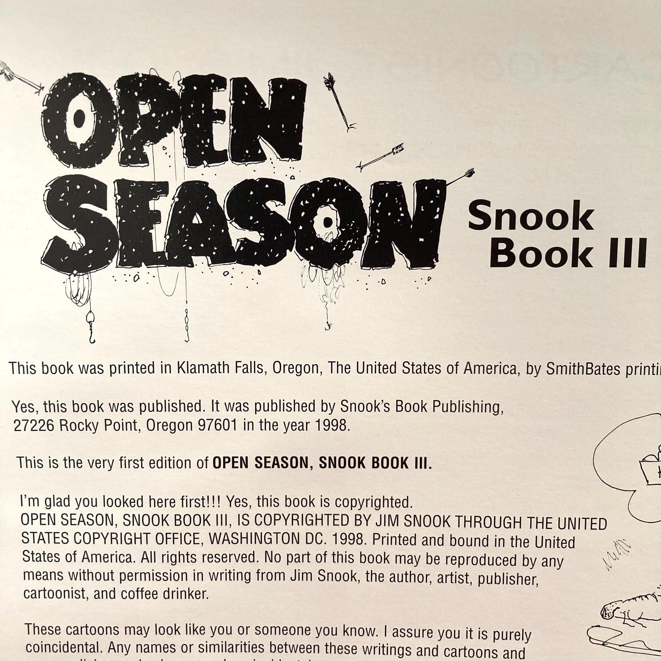 Jim Snook Rv 90s Open Season Humor Illustrated Outdoor Book, Snook Book III by Jim ...