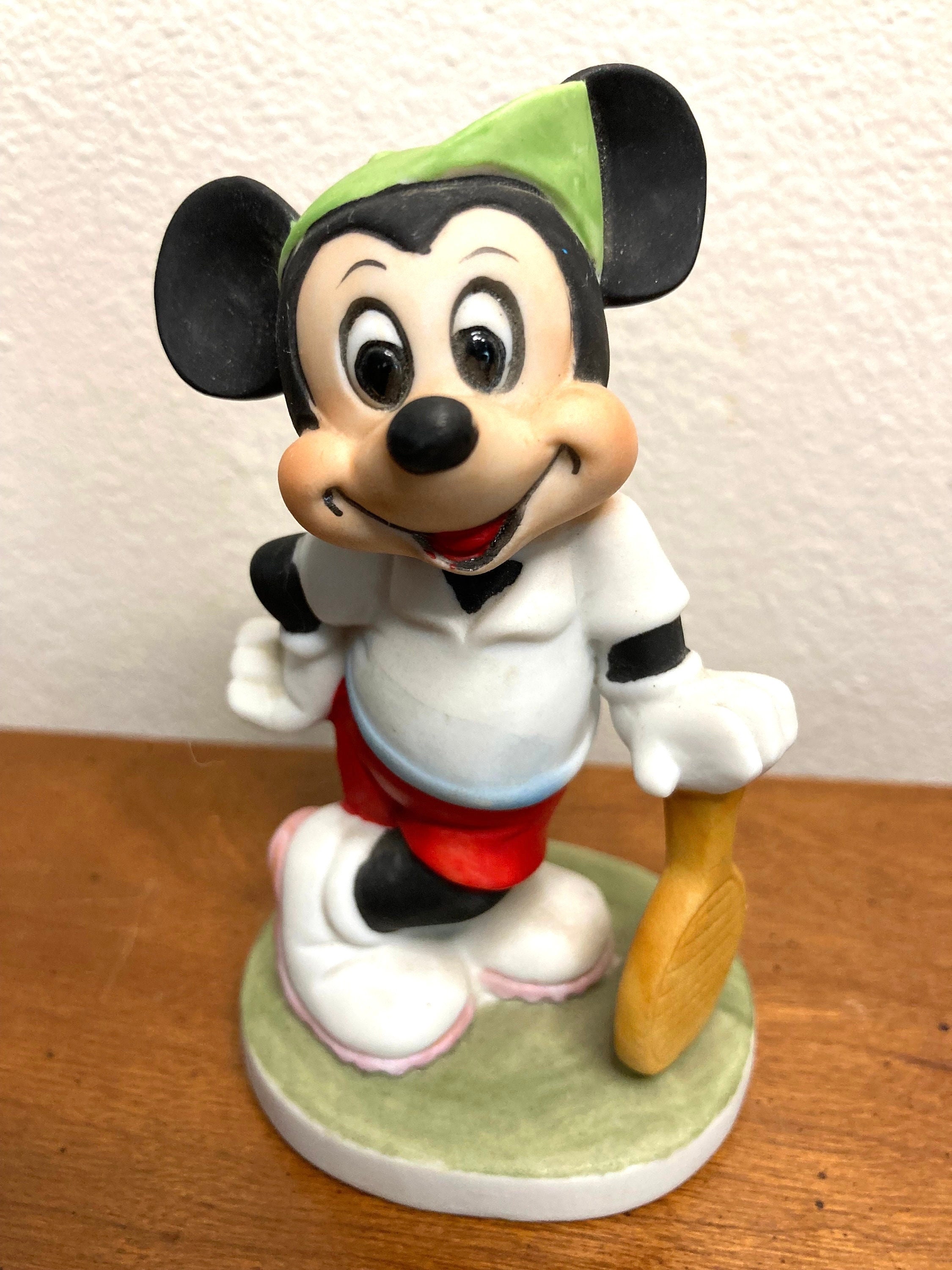 1980s Mickey Mouse Tennis Player Figurine, Bisque Porcelain, Walt