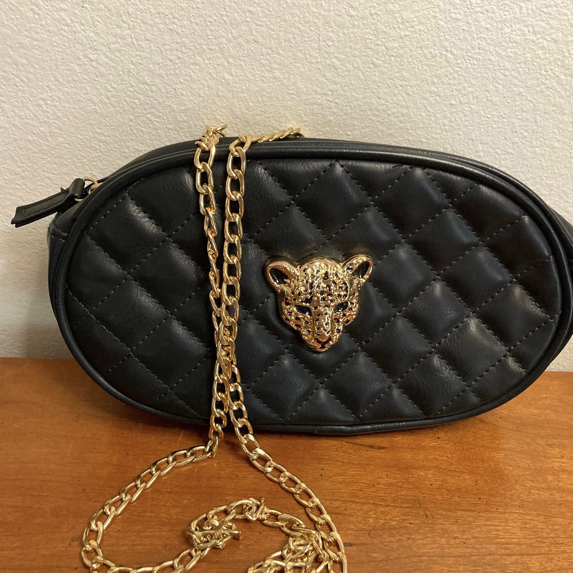 Vintage Oriflame Sweden Black Quilted Leopard Convertible Bum Bag Ornate Vegan Leather Crossbody Clutch Faux Leather Purse Gift for Her. Etsy