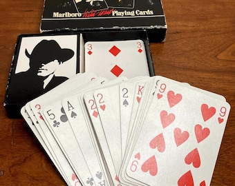 80s Marlboro man playing cards, Cowboy Wild West, Set of 2, Standard decks, tabacco memorabilia, Poker night man cave, game night cards.