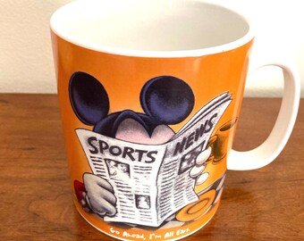 Rare vintage Jumbo 24 oz Mickey Mouse Disney mug, Newspaper Reading Design, whimsical  Collectible mug, Ideal office Gift, humorous gift.