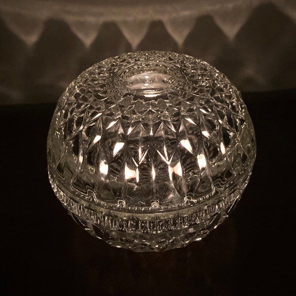 70s elegant Indiana Glass dome diamond point clear fairy lamp, vintage votive holder, elegant lighting, candle lantern lamp, candle display.