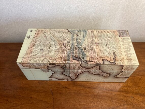 Vintage high quality old world map jewelry box ma… - image 6