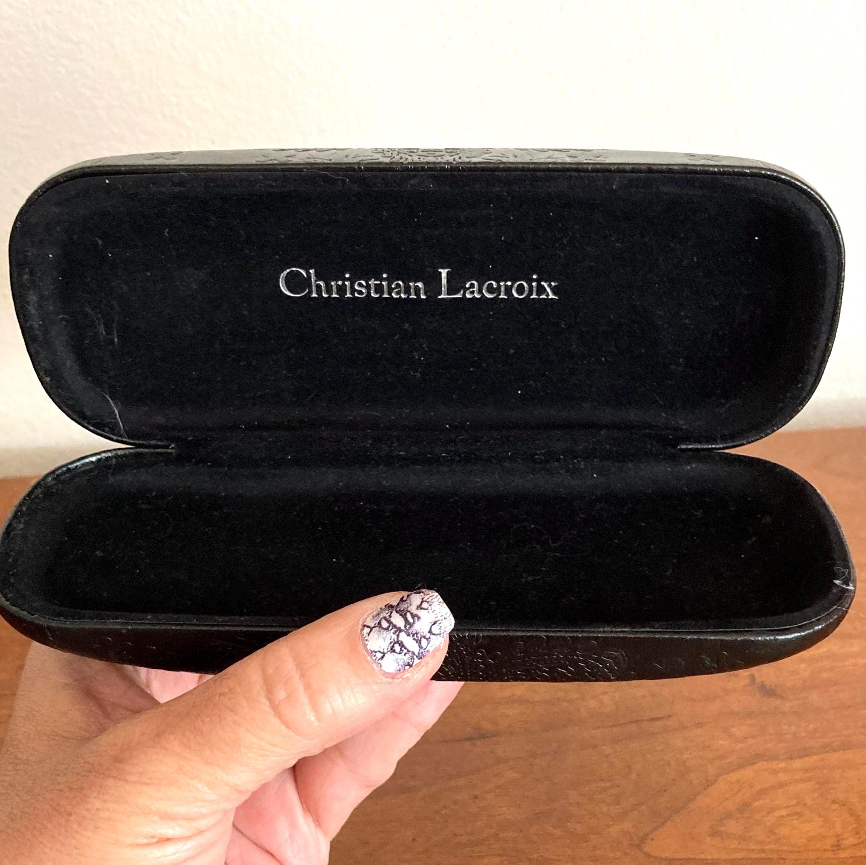 Christian Lacroix Women’s Black Embossed Sunglass Eyeglass Case Christian Lacroix Eyeglass Case – Black Floral Embossed Hard  main image 3