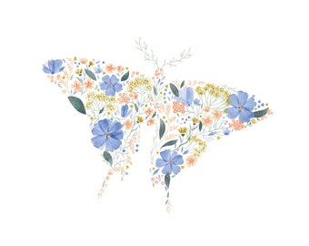 Estampados florales, láminas botánicas de mariposas para descargar al instante, láminas con ilustraciones de mariposas, arte bohemio • Obra de arte original