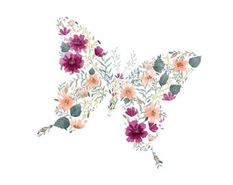 Estampados florales, láminas botánicas de mariposas para descargar al instante, láminas con ilustraciones de mariposas, arte bohemio • Obra de arte original