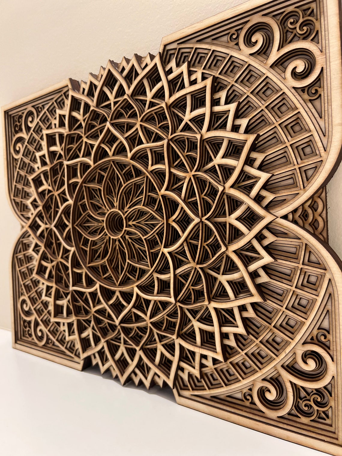 Handcrafted Layered Wood Mandala Wall Art - Intricate Geometric Design ...