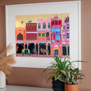 Impresión artística de la ciudad rosa de Jaipur