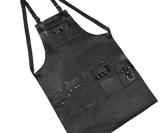 Handmade Cowhide Leather Barber Apron: Personalized Hairstylist Workwear