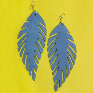 Handmade Nubuck Leather Feather Earrings: Boho Statement Jewelry