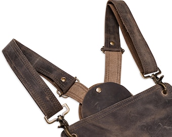 Retro Vintage Cross Back personalisierte Lederschürze für Barbiere - Crazy Horse Lederschürze, Mehrzweck-Lederschürze Geschenk für Barbiere