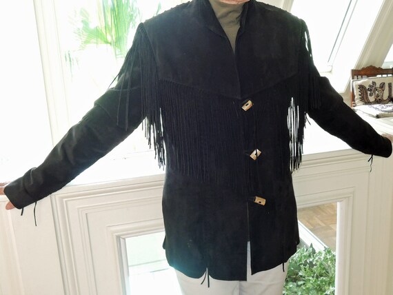 Overland Western Buckskin Suede Twisted Fringe Leather Jacket Women Size S Nwot