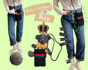 Gehäkelte Cross Body Handytasche / Tulpe Handytasche / Kleine Tasche für Handy