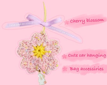 Kirschblüte Auto Accessoires / Super süße Tasche Charm Accessoires / Häkelzubehör / Handarbeit / Niedliche Auto Spiegel Hängeaccessoires