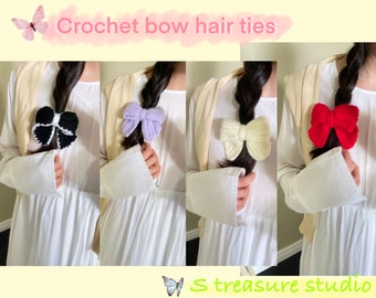 Hair Ties for Women Girls Kids / Crochet Bow Hair Ties / Ponytail Holders for Women Girls Hair Accessories / Solid Hair Scrunchies
