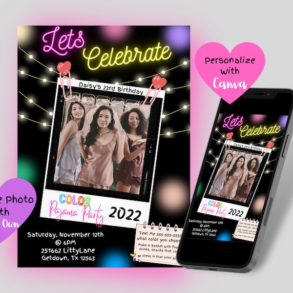 Color Party Invitation, Editable Template Online, Rainbow Party, TikTok Party Challenge, Paint Party EVITE, Adult Party Invitation Download