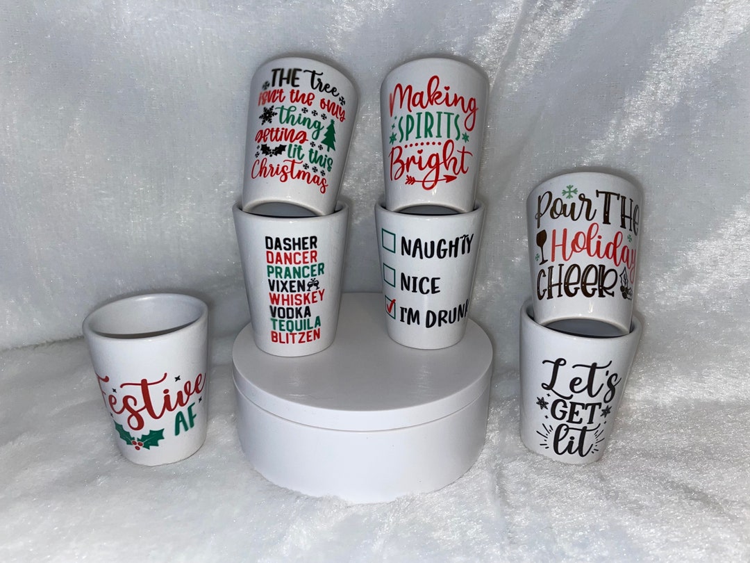 Christmas Holiday Shot Glasses Custom Shot Glasses Etsy