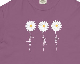 Camisa con margaritas, camiseta floral bohemia, algodón teñido en prenda