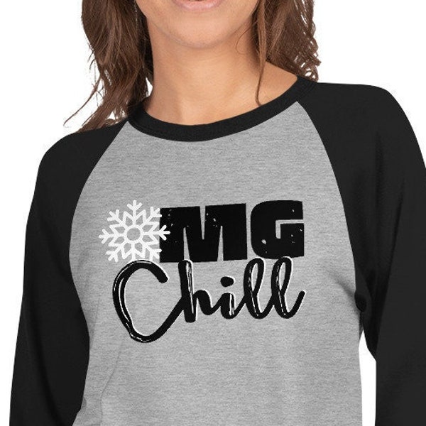 OMG Chill Tshirt, Snow Day Tee, Trendy Teen Shirt, Grappig Winter shirt, Snowflake 3/4 mouw raglan shirt