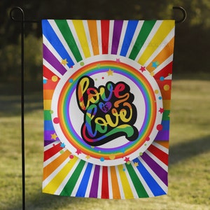 Love is Love Pride Garden flag, Rainbow Flag, Gay Pride Flag 2-sided design