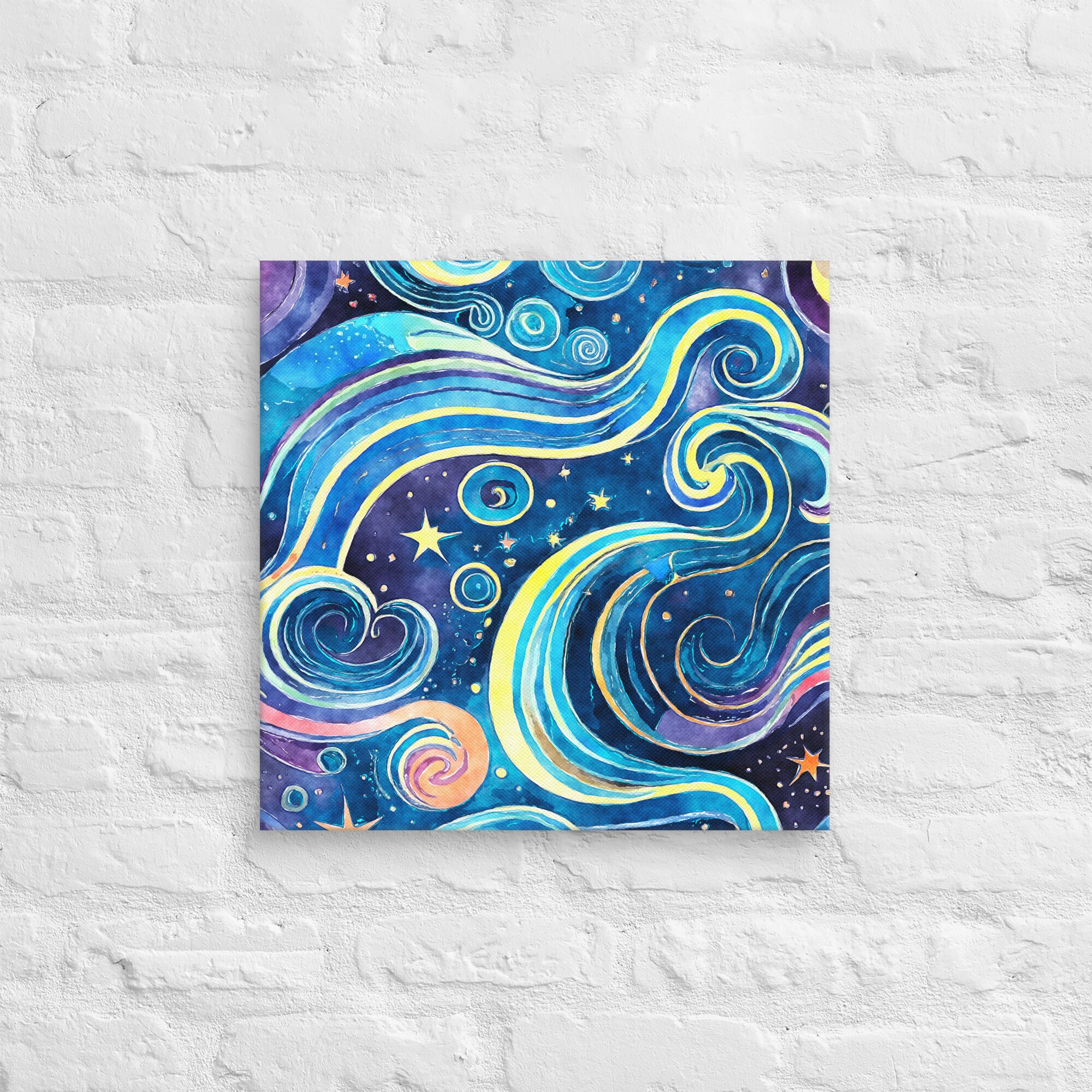 Starry Swirly Night Abstract Sky Art Canvas - Etsy